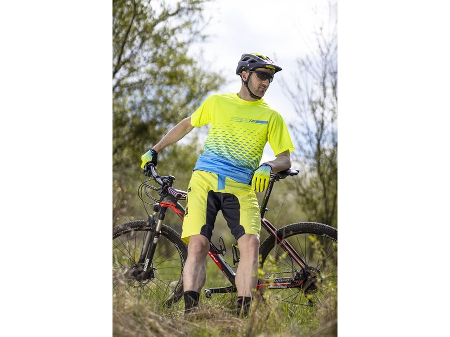 Pánský dres s krátkým rukávem FORCE MTB ANGLE, fluo-modrý