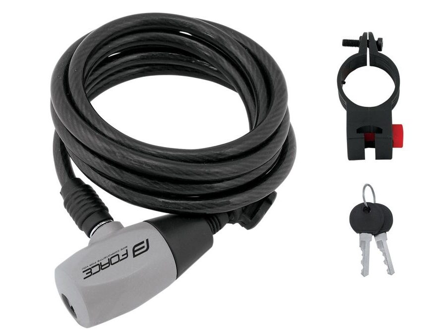 Zámek spirálový FORCE RON s držákem 185cm/8mm, černý