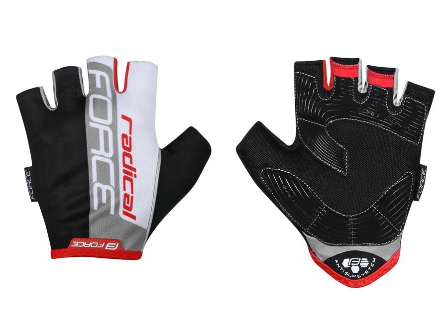 Letní krátkoprsté rukavice FORCE RADICAL, černo-bílo-červené