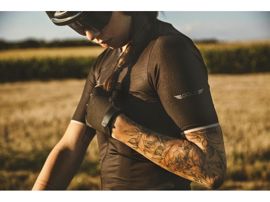 Dámský dres s krátkým rukávem FORCE GOLD LADY, černo-zlatý