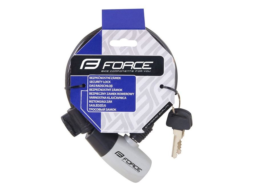 Zámek spirálový FORCE RON s držákem 185cm/8mm, černý