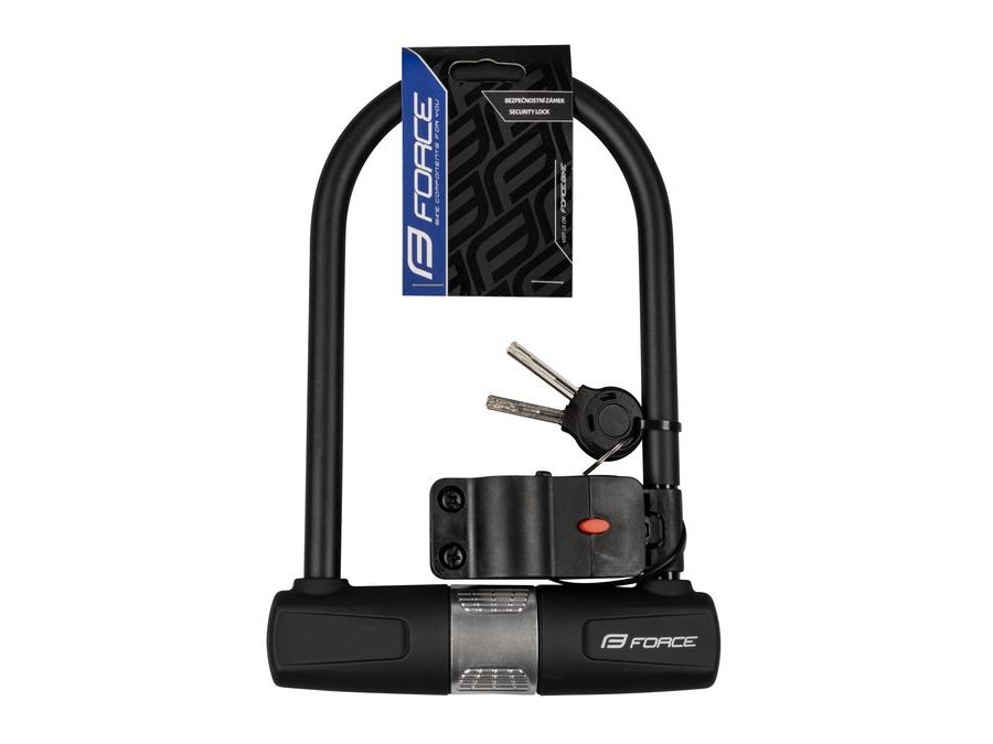 Zámek podkova FORCE s držákem, 11,5x18,9 cm, černý