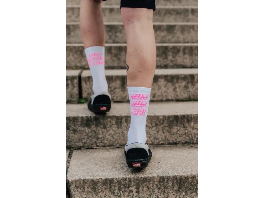 Ponožky na běhání Kolo je Láska Faster on a bike, bílá