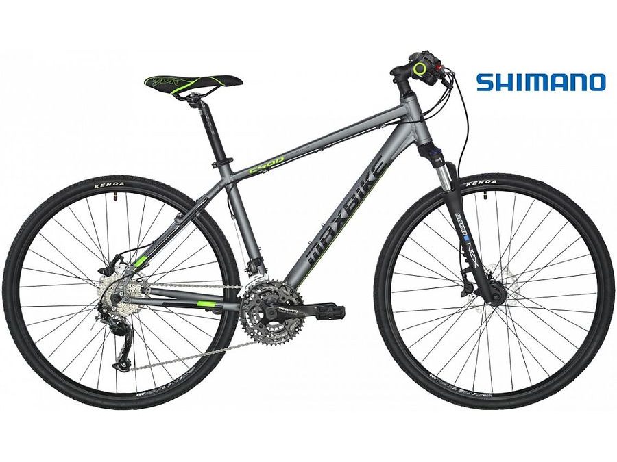 Pánské crossové kolo Maxbike Fraser, šedý mat + zelená,