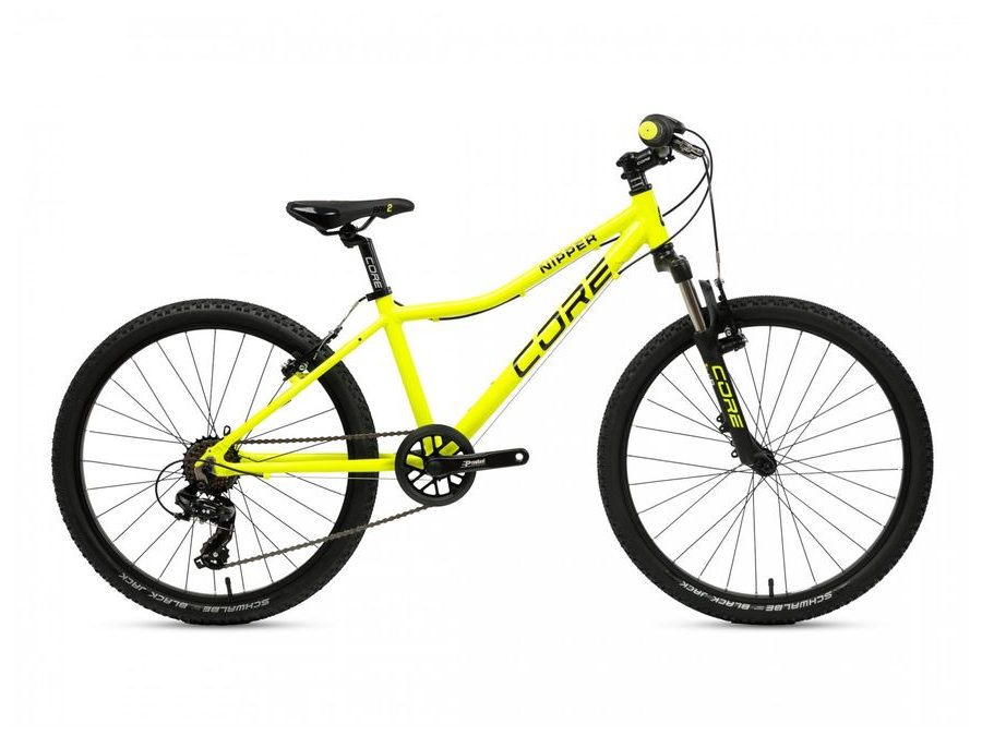 Dětské kolo Core Nipper 24", jednopřevodník, reflexně žlutý, 2025 + odpružená vidlice