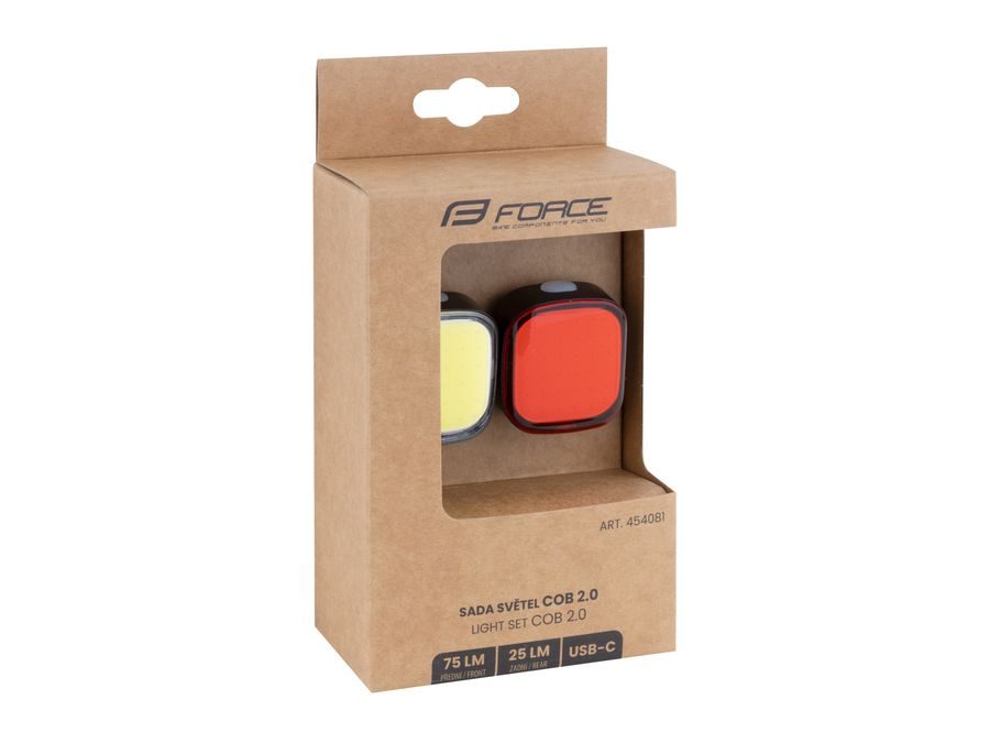Sada světel FORCE COB 2.0 USB přední+zadní