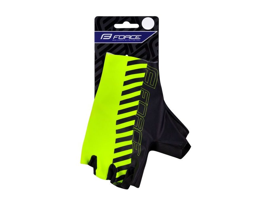 Letní krátkoprsté rukavice FORCE LINE bez zapínání, fluo-černé