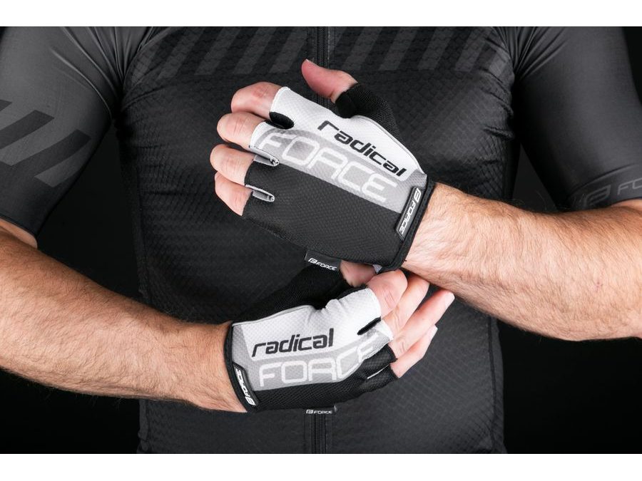 Letní krátkoprsté rukavice FORCE RADICAL, šedo-bílo-černé
