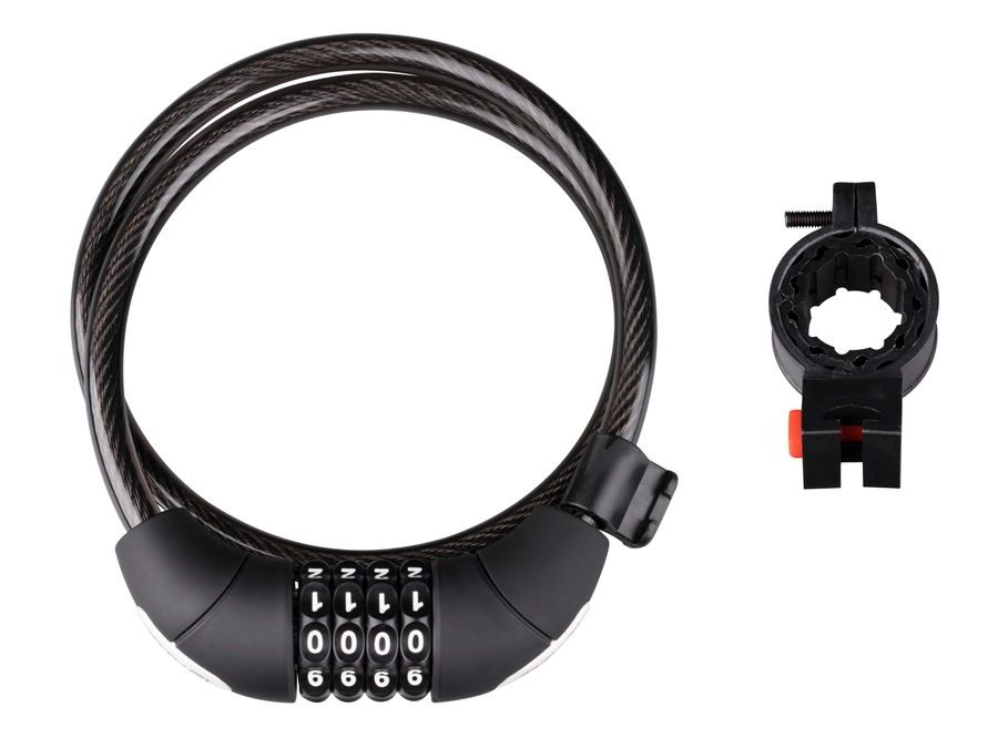 Zámek spirálový kódový FORCE LUX, 85cm/10mm+držák, černý