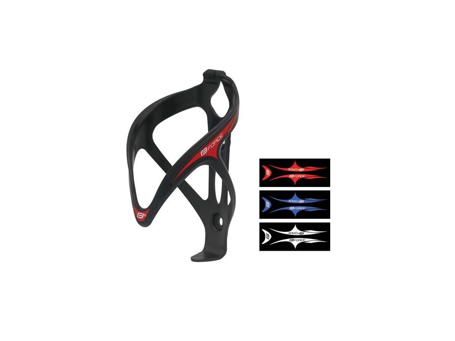 Košík na láhev Force STICK plastový, černý+nálepky