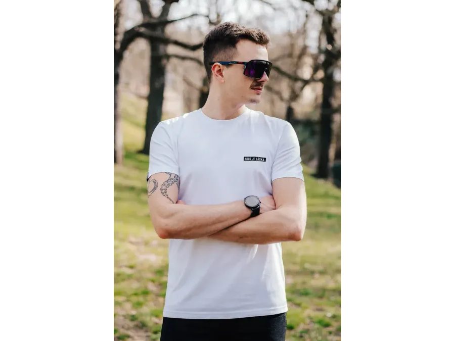 Tričko s krátkým rukávem Kolo je láska To s tim logem UNI, bílá