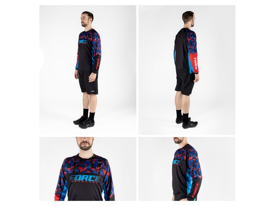Dres s dlouhým rukávem FORCE RECKLESS, černo-červeno-modrý