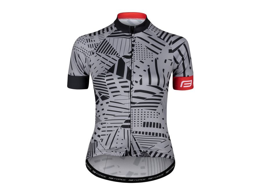 Dámský dres FORCE SHARD LADY krátký rukáv, šedo-černý