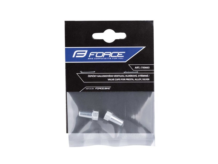 Čepičky galuskového ventilku FORCE hliníkové, stříbrné
