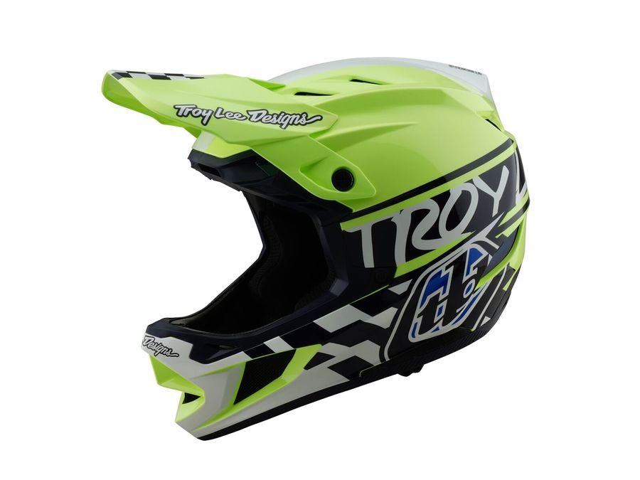 Integrální helma Troy Lee Designs D4 POLYACRYLITE FIFTY-50 NAVY / GLO YELLOW 2025