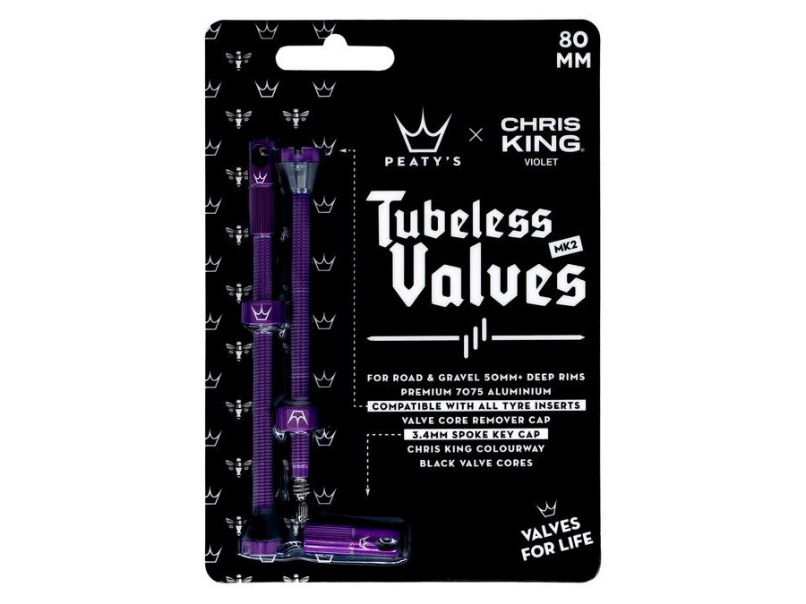 Bezdušové ventilky PEATY'S X CHRIS KING (MK2) VIOLET BEZDUŠOVÉ VENTILKY - 80MM