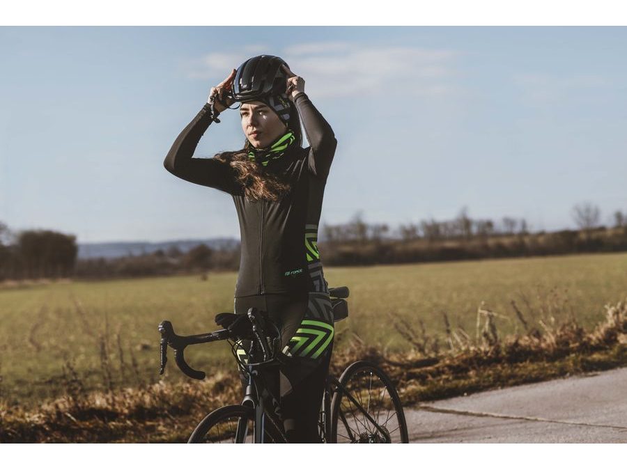 Pánský dres s dlouhým rukávem FORCE SPIKE, černo-fluo