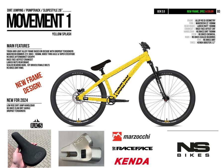 Dirtové kolo NS Bikes Movement 1 yellow Splash 2025