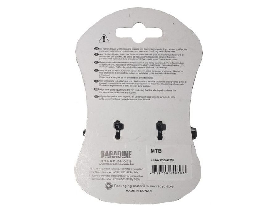 Brzdové špalky Baradine, "V" MTB-957V, černé