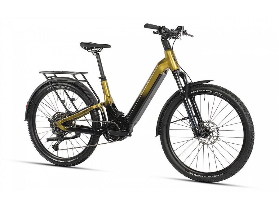 Celoodpružené SUV elektrokolo MAXBIKE SAGA 2026 černo zlaté