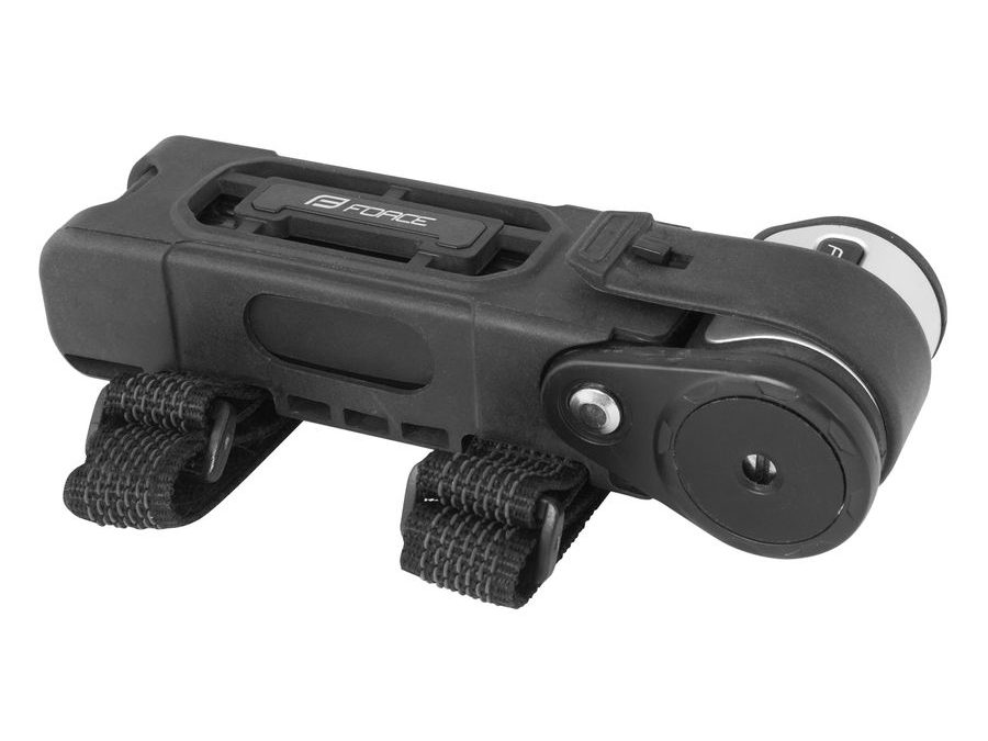 Zámek skládací FORCE FOLD, 80 cm, 6 článků, černý+držák