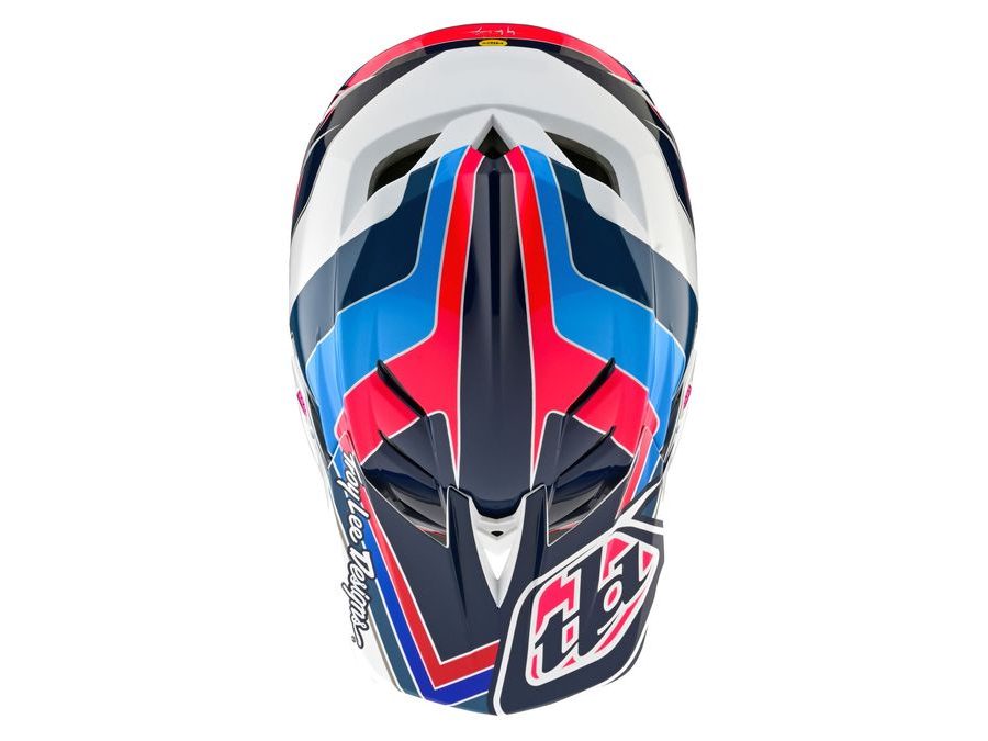 Integrální helma Troy Lee Designs D4 POLYACRALITE MIPS BLOCK BLUE / WHITE 2024