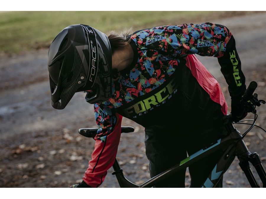 Dres s dlouhým rukávem FORCE RECKLESS, černo-růžovo-fluo