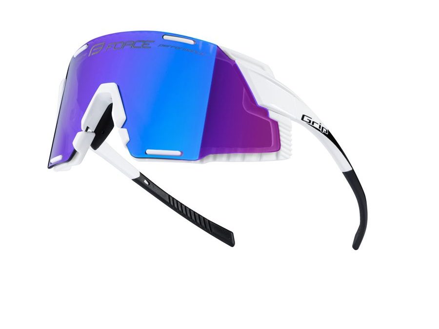 Brýle FORCE GRIP bílé, modrá revo skla