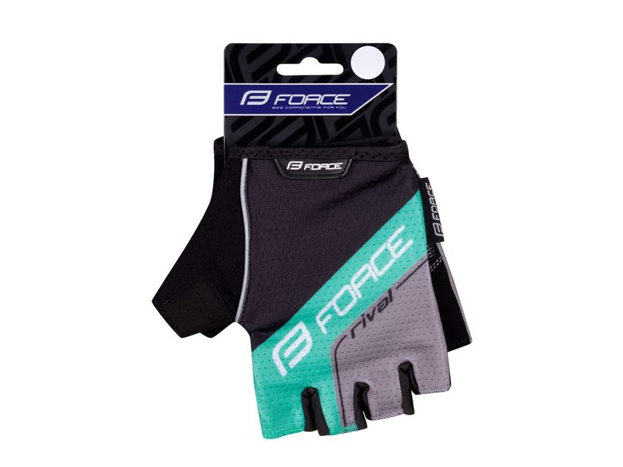 Letní krátkoprsté rukavice FORCE RIVAL, černo-tyrkysové