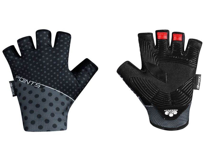 Letní krátkoprsté rukavice FORCE POINTS bez zapínání, černo-šedé