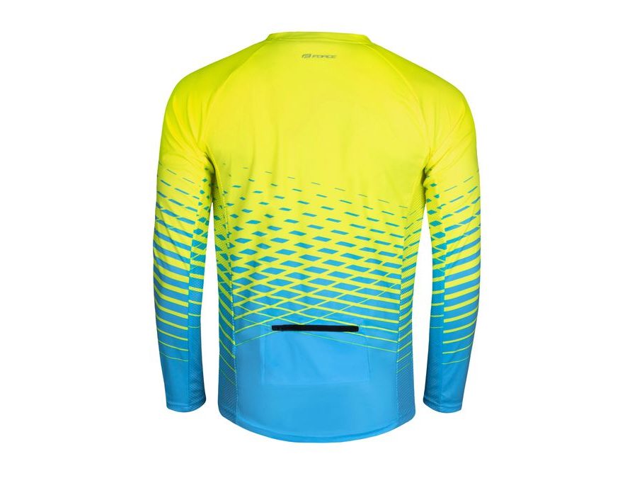 Pánský dres s dlouhým rukávem FORCE MTB ANGLE, fluo-modrý