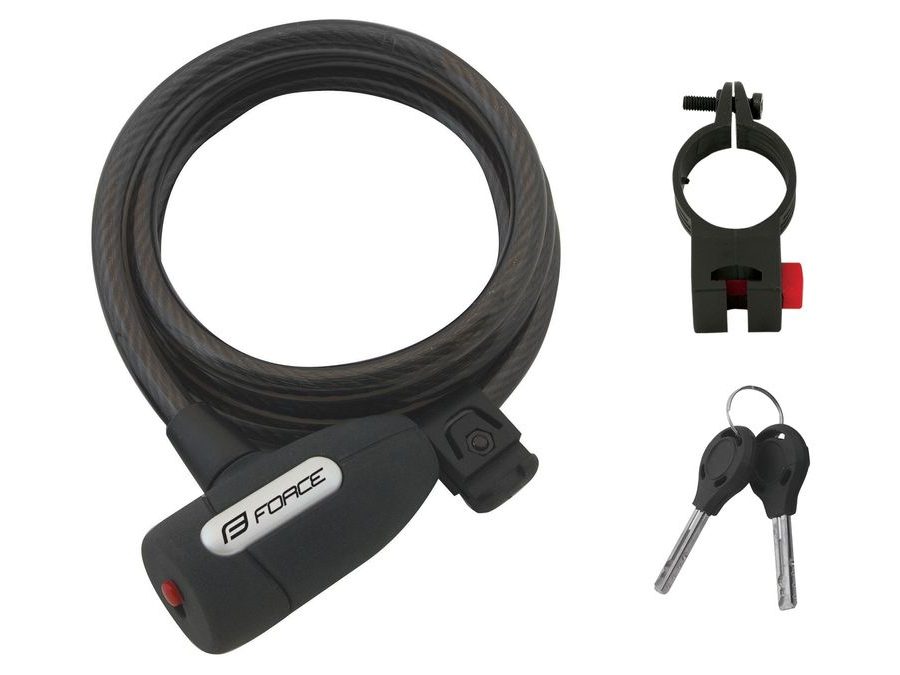 Zámek spirálový FORCE LUX s držákem 150cm/10mm, černý