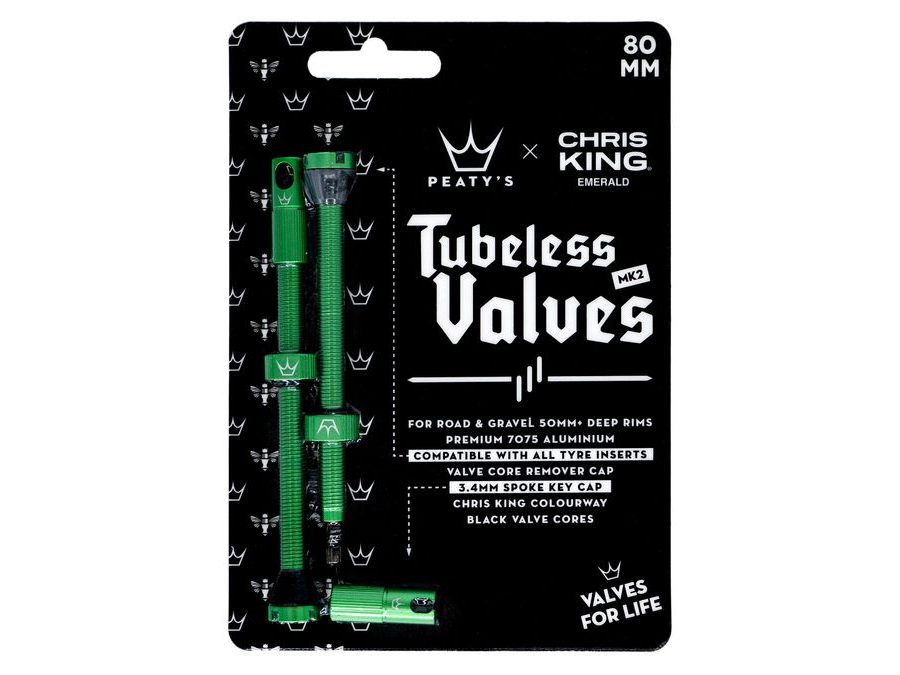 Bezdušové ventilky PEATY'S X CHRIS KING (MK2) EMERALD BEZDUŠOVÉ VENTILKY - 80MM