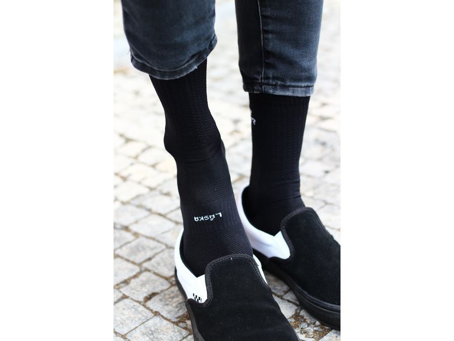 Dlouhé ponožky Kolo je Láska Bad day, černá