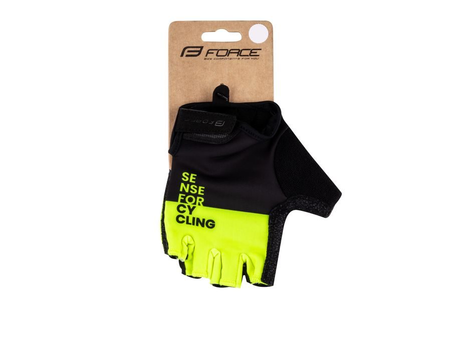 Letní krátkoprsté rukavice FORCE FINE, černo-fluo