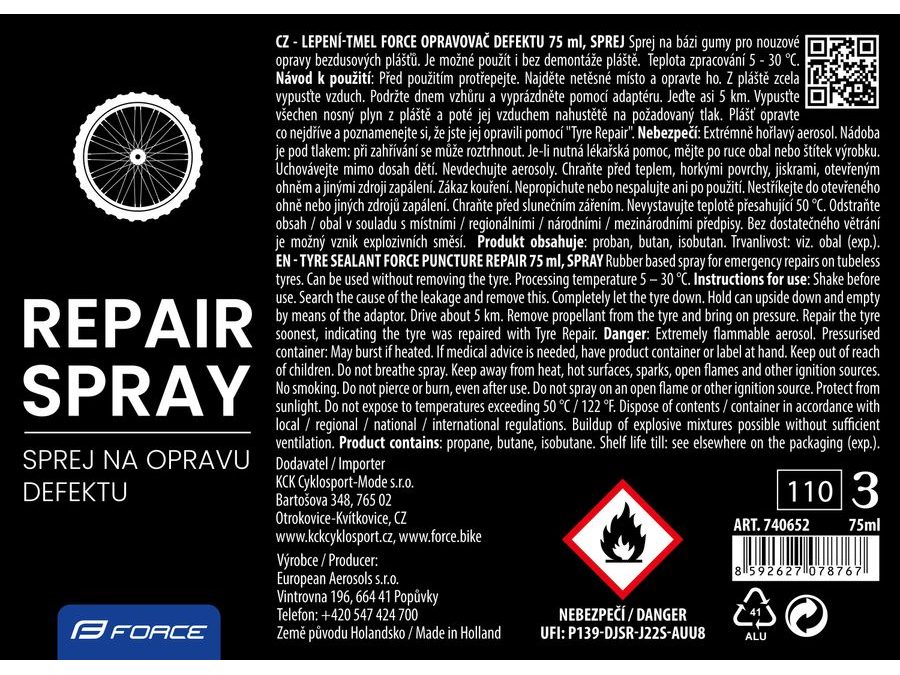 Lepení - tmel FORCE opravovač defektu, sprej 75 ml
