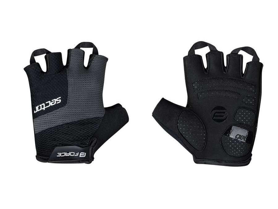 Letní krátkoprsté rukavice FORCE SECTOR gel, černo-šedé