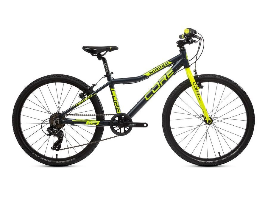 Dětské kolo Core Nipper 24", jednopřevodník, černý mat se žlutou 2025
