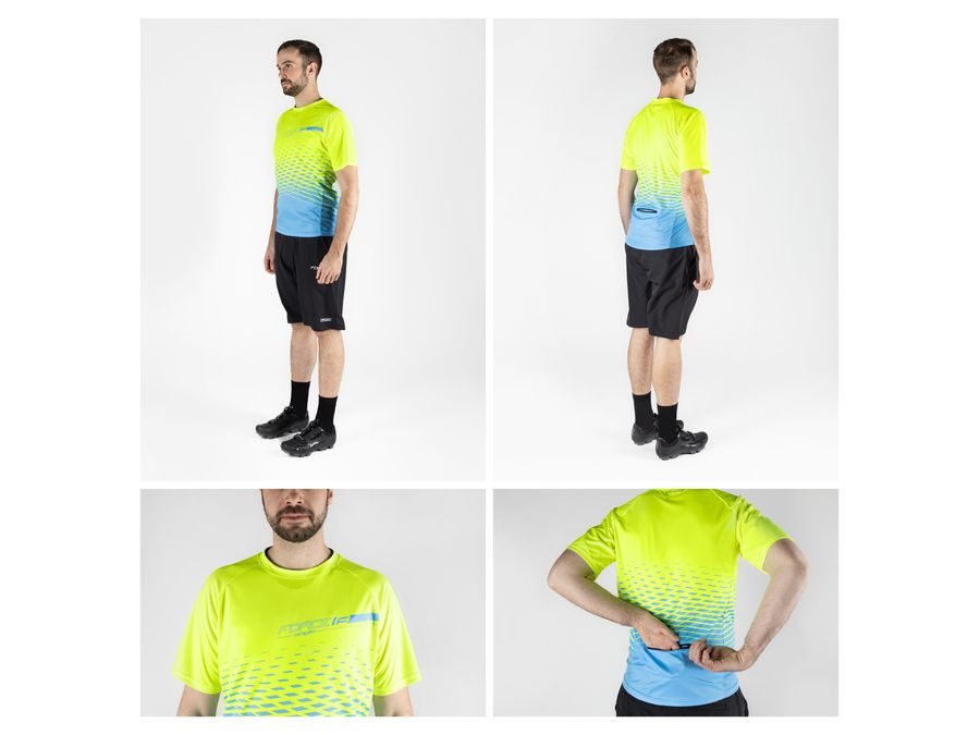 Pánský dres s krátkým rukávem FORCE MTB ANGLE, fluo-modrý
