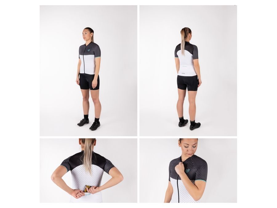 Dámský dres s krátkým rukávem FORCE POINTS LADY, černo-bílo-tyrkysový