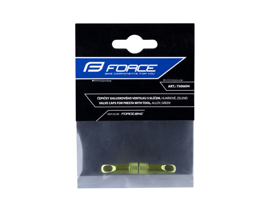 Čepičky galuskového ventilku s klíčem, hliníkové, zelené