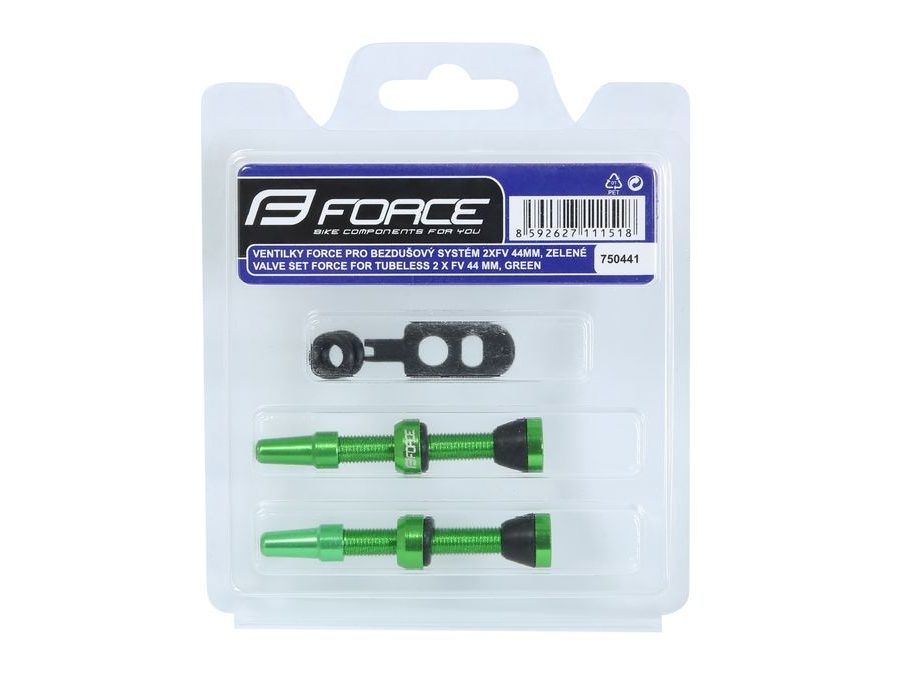 Bezdušové ventilky Force 2x FV 44mm, zelené
