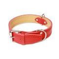 Kožený obojok zdobený šitím, HERRY - Červená