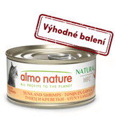 ALMO NATURE HFC NATURAL - TUNIAK A KREVETY 70G VÝHODNÉ BALENIE 24KS - KONZERVY PRE MAČKY