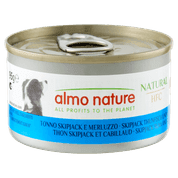 ALMO NATURE HFC NATURAL - TUNIAK A TRESKA 95G VÝHODNÉ BALENIE 24KS - KONZERVY PRE PSOV