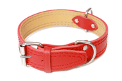 KOŽENÝ OBOJOK ZDOBENÝ ŠITÍM, HERRY - ČERVENÁ - OBOJKY PRE PSOV