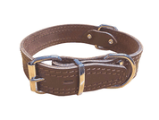 KOŽENÝ OBOJOK ZDOBENÝ ŠITÍM, HERRY - HNEDÁ - OBOJKY PRE PSOV