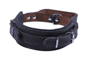 BAFPET KOŽENÝ OBOJOK, OBRANA S UCHOM - ČIERNA - OBOJKY PRE PSOV