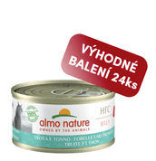 ALMO NATURE HFC JELLY - PSTRUH A TUNIAK 70G VÝHODNÉ BALENIE 24KS - KONZERVY PRE MAČKY