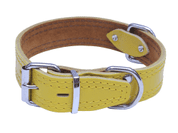 KOŽENÝ OBOJOK ZDOBENÝ ŠITÍM, HERRY - ŽLTÁ - OBOJKY PRE PSOV